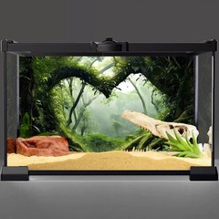 AWERT 48×24 inches Polyester Tropical Rainforest Terrarium Background Stream …