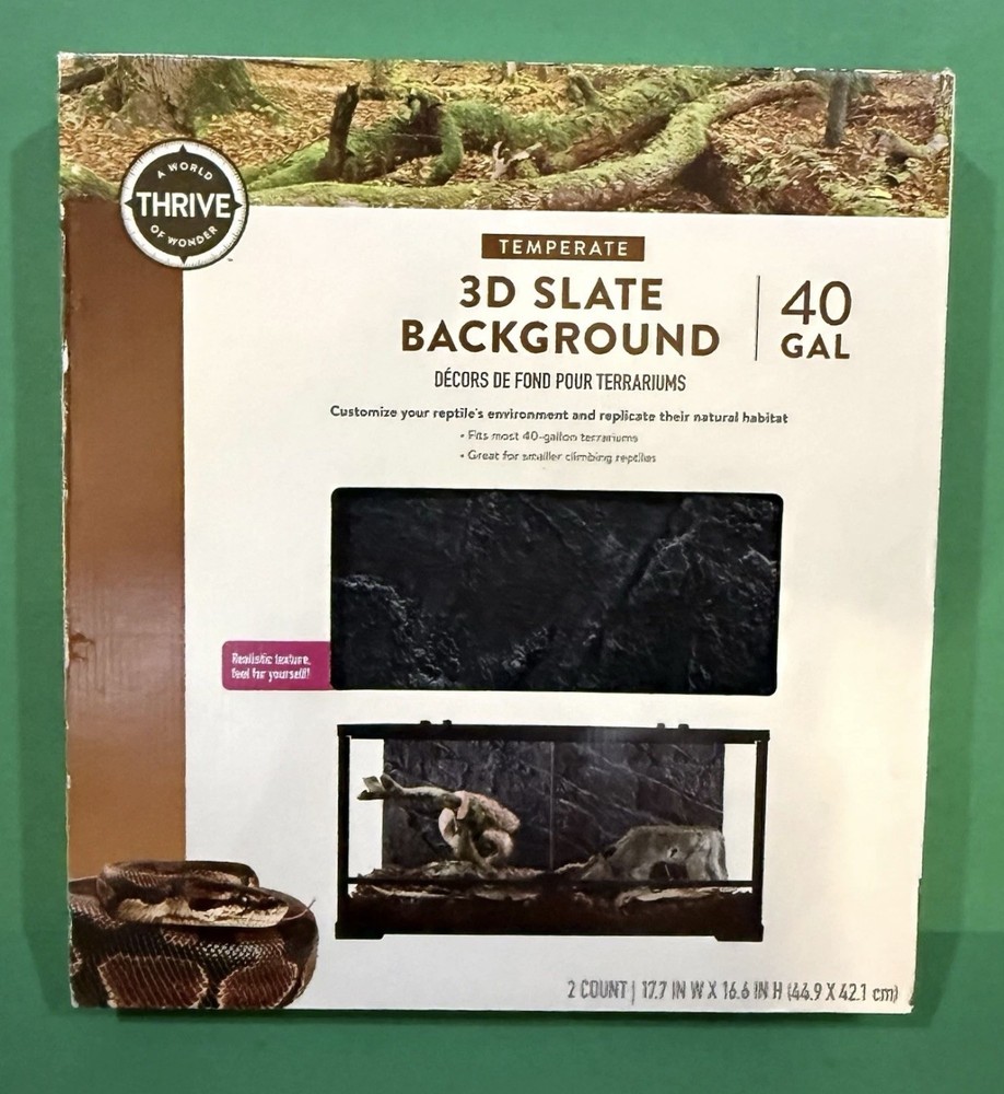 Thrive A World Of Wonder 3-D Slate Background For Terrariums 40 Gal, New!