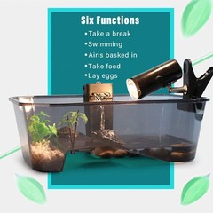 PINVNBY Plastic Turtle Tank Reptile Habitat Pet 15.7×9.1×5.1 Inches, Black