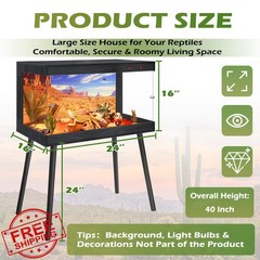 Royxen Bearded Dragon Tank Black 31 Gallon 24x16x16