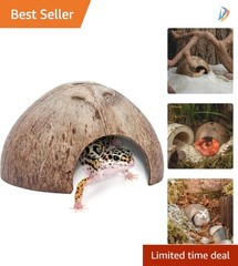 Natural 2 Pack Coconut Reptile Hideouts – Perfect for Lizard and Spider Comfort
