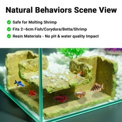 90 Corner 5.3×5.3×2.8 Inch Fish Cave Viewing Tunnel Hideout For Aquarium