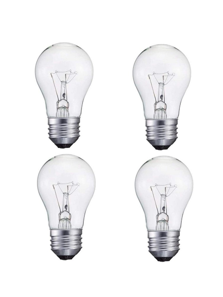 4 Pack A15/CL – 15 Watt A15 Incandescent Oven Bulb – Appliance Bulb – Clear F…