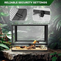 34 Gal Reptile Terrarium Glass,Stackable Tank with Front Doors & Waterproof Base