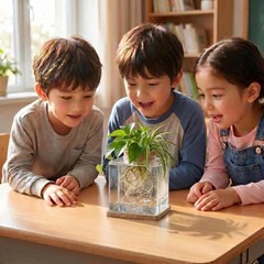 Desktop Betta Fish Tank with Wood Lid and Bamboo Stand Small Fish Bowl Glass …