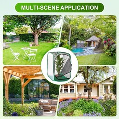 Outdoor Butterfly Habitat Cage Terrarium [Black with Green, 24 x 24 x 35 Inch]