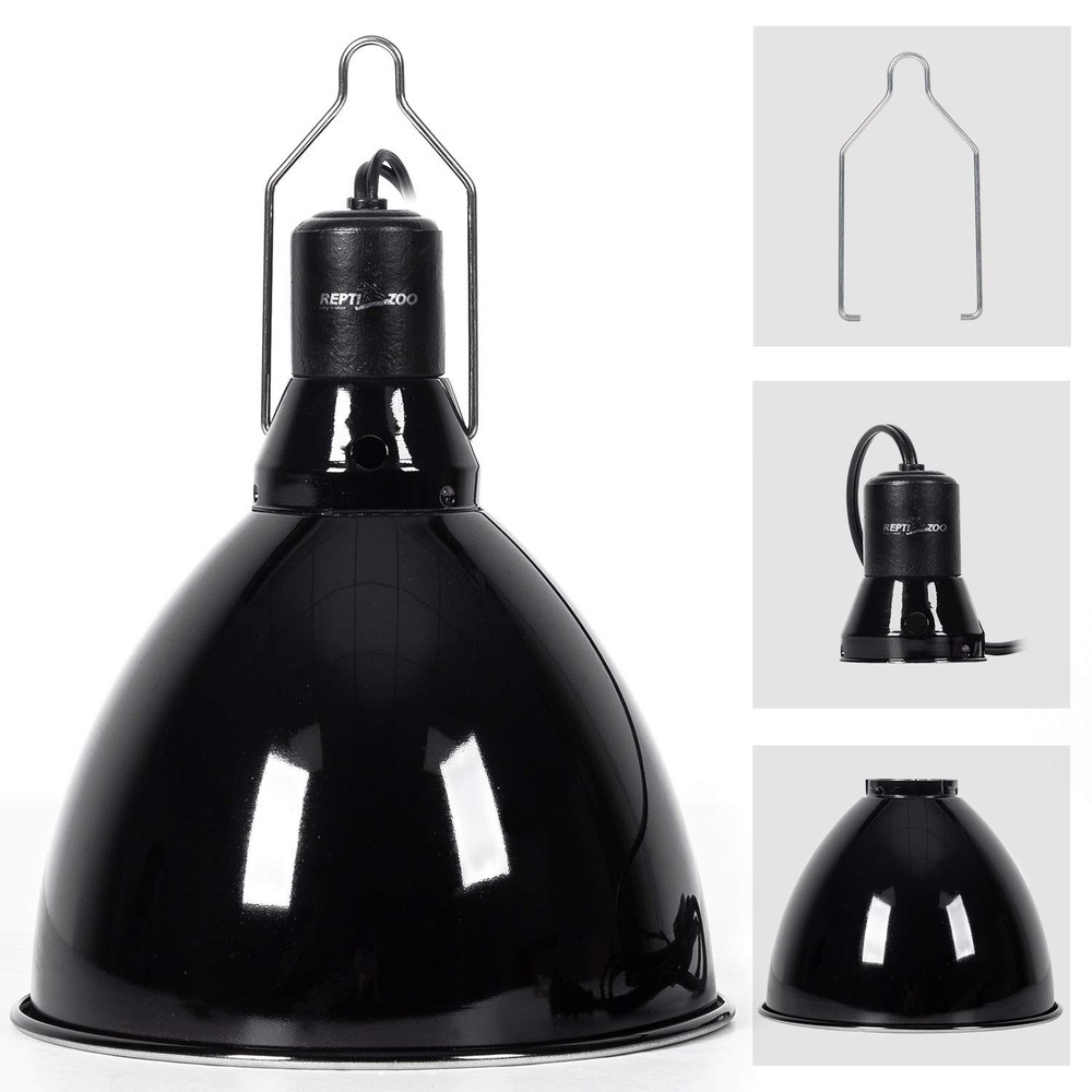 8.5 inch Reptile Light Fixture 200W 2 in 1 E26 Base with Removable Ceramic So…