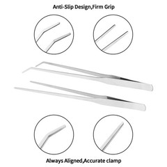 Fri4Free 2PCS Long Aquarium Tweezers – 10.6″ Straight and Curved Sliver