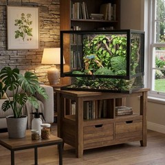 34 Gal Reptile Terrarium Glass,Stackable Tank with Front Doors & Waterproof Base