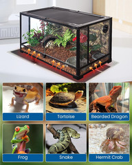 Reptile Terrarium Heat Pad with LCD Digital Aquarium Thermometer, 11 X 16.5In Po