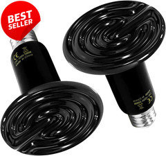 100W Reptile Heat Lamp 2Pk Ceramic Emitter No Light for Lizard Chicken Turtle-US
