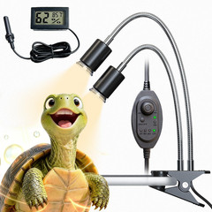 All-In-One Reptile Heat Lamp Bundle, Dual-Head UVB&UVA Lamp with Timer & Hygroth