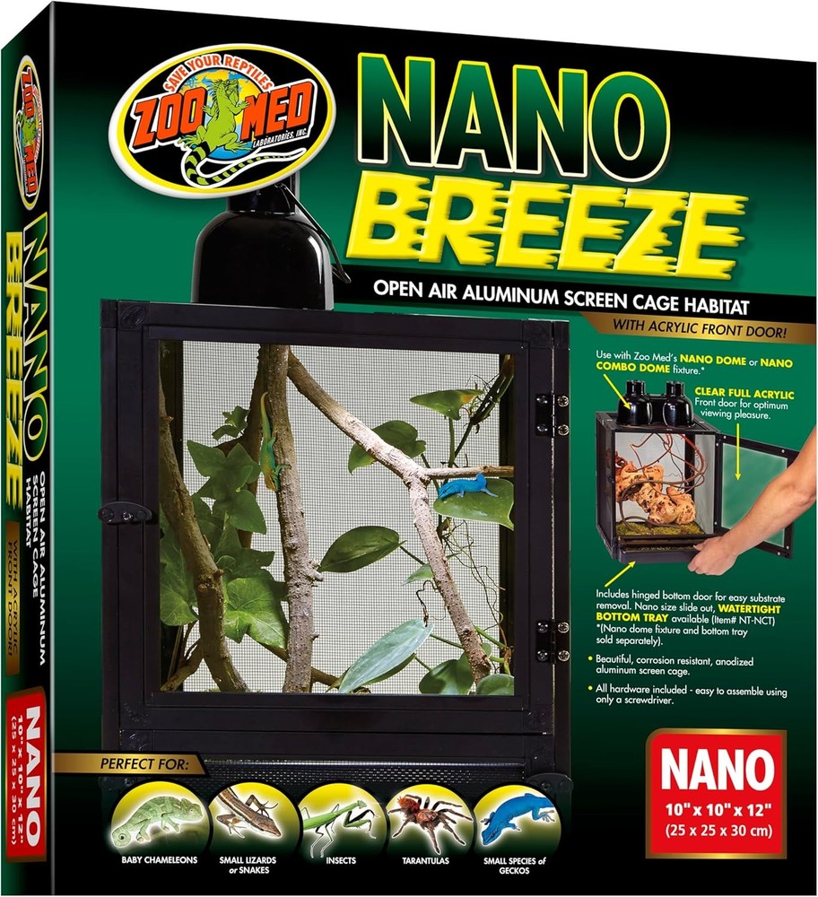 Zoo Med Labs Nano Breeze Aluminum Screen Cage 10x10x12