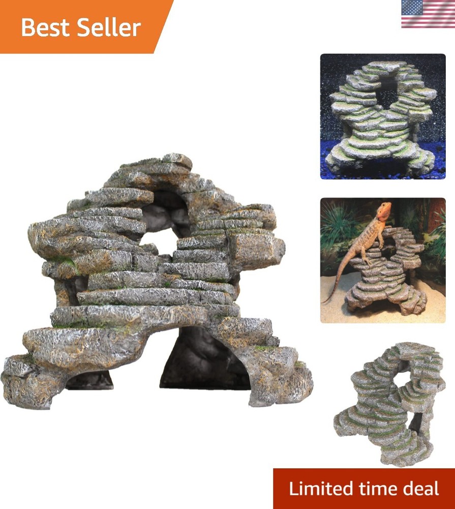 Reptology Shale Scape Step Ledge & Cave Hideout – Decorative Resin for Aquari…