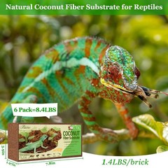 6 Pack Natural Coconut Fiber Substrate for Reptile Compressed Husk Bedding
