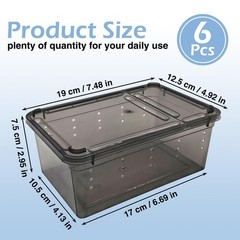 6pcs reptile Plastic Terrarium, Transport Container for Lizards, Geckos and more
