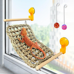 Bearded Dragon Hammock, Reptile Window Perch Natural Seagrass Gecko Climbing Tan