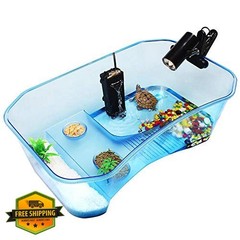 Turtle Tank with Multi-Function Areas, Easy Assembly, Ideal for Small Turtles…