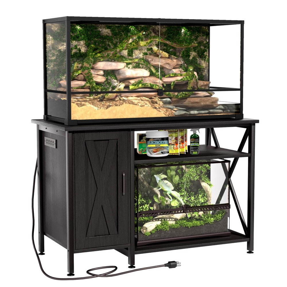 Herture 40-120 Gallon Reptile Tank Stand with Power Outlet, Terrarium Stand with