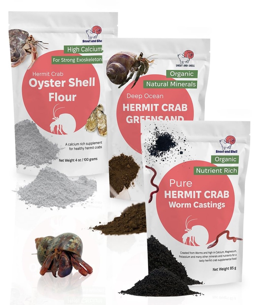 Hermit Crab Supplement Bundle – Greensand, Oyster Shell Powder and Worm Casti…