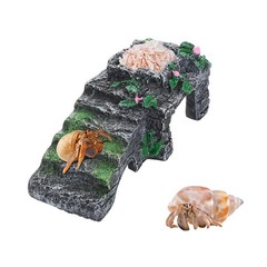 MinrzPet Hermit Crab Accessories, 3-in-1 Resin Climbing Platform with Food Di…