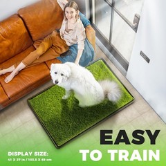 Hompet Dog Grass Pad with Tray Large, 41″x27″, 2 Reusable Artificial Turf for…