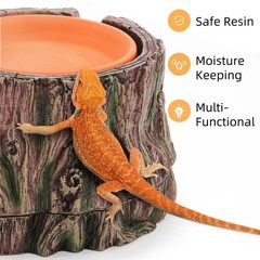 Reptile Hide Cave, Reptile Hideout with Detachable Base and Humidity Dish, 3 …
