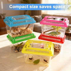15 Pcs Small Plastic Reptile Carrier, Tarantula Enclosure Snake Breeding Box, Mi