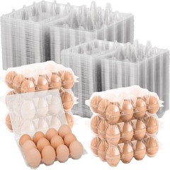 100 Pack Clear Plastic Egg Cartons, Reusable Stackable Egg Containers for Far…