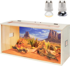 Large Bearded Dragon Tank with Built-In Lamp Fixture – 34 Gallons