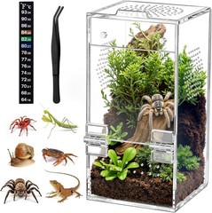 Pre-Assembled Jumping Spider Enclosure Acrylic Terrarium W/ Magnetic Door