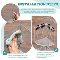 Weysat Reptile Corner Feeder Box Acrylic 4 Suction Cups