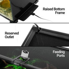 30″ Reptile Terrarium Tank with Ventilation & Feeding Ports for Snakes & Spiders