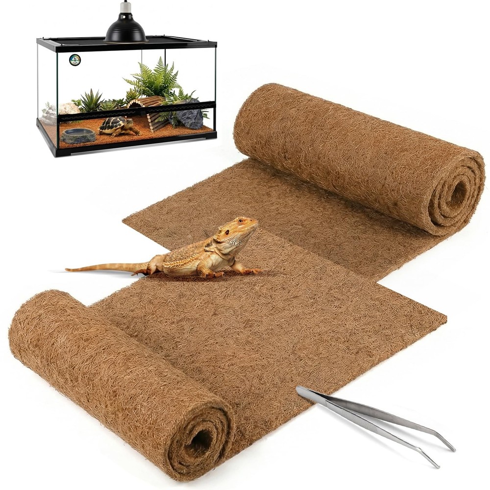 Reptile Carpet 30″x12″ 2 PCS Coconut Fiber Mat for 20 Gallon Reptile Tank,Tor…