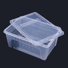 Feeding Box Plastic Case for Reptile Use with Two Part Lid Easy to Clean White
