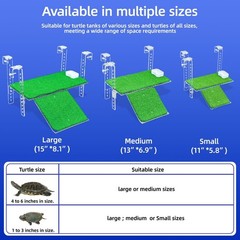 Adjustable Hanging Turtle Dock with Anti-Slip Artificial Grass Basking Platfo…
