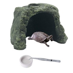 Large Reptile Hideout Cave,Resin Tortoise Hide Rock Turtle Hideaway House Liz.
