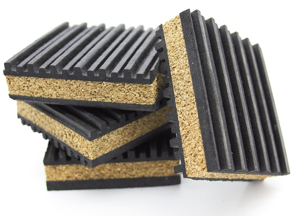 Cork & Rubber Anti Vibration Pads 6″ x 6″ (Package of 4) 6″ X 6″ X 7/8″