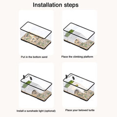 Turtle Tank, Turtle Aquarium with Basking Platform and Bottom Drainage,Basking L