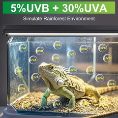 UVB Reptile Light Kit, 24W T5 Lamp Fixture and 5.0 UVB Tube Combo, Linear Lig…