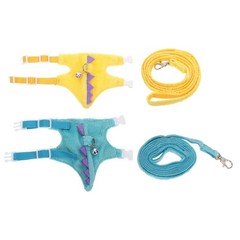 2Pcs Dino Plush Small Pet Harness and Leash Vest Comfortable Outdoor Use