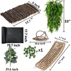 Bearded Dragon Tank Accessories, Reptile Mat Hammock Plants Bridge Jungle Cli…