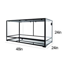Large 120 Gallon Reptile Terrarium Tank 48″ x 24″ x 24″ Sliding Door Top Screen