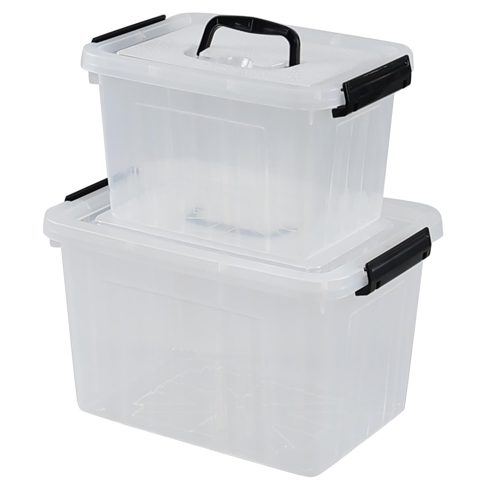 12 Quart & 6 Quart Clear Plastic Storage Bins, Latching Storage Box Bin with …