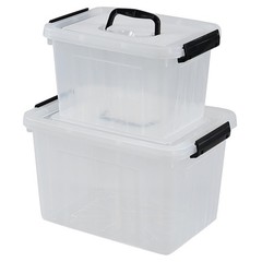 12 Quart & 6 Quart Clear Plastic Storage Bins, Latching Storage Box Bin with …