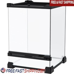 Durable Glass Reptile Terrarium W/ Front Door Mesh Ventilation & 360° View New