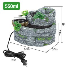 REPTI ZOO Reptile Water Fountain with Food Dish, 550ML Terrarium Waterfall Dr…