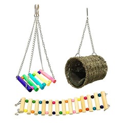 Pet Hammock Hamster Hanging Toy, 3 Piece Set House Hanging Bed Cage Toys for …