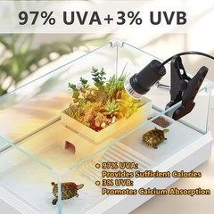 Reptile Heat Lamp, UVA UVB Light for Aquarium Turtle Tank, with 50w Basking Bulb