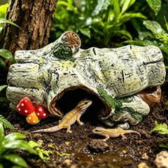 Reptile Hide Cave, Resin Hollow Tree Trunk Hideout, Terrarium Habitat Shelter…